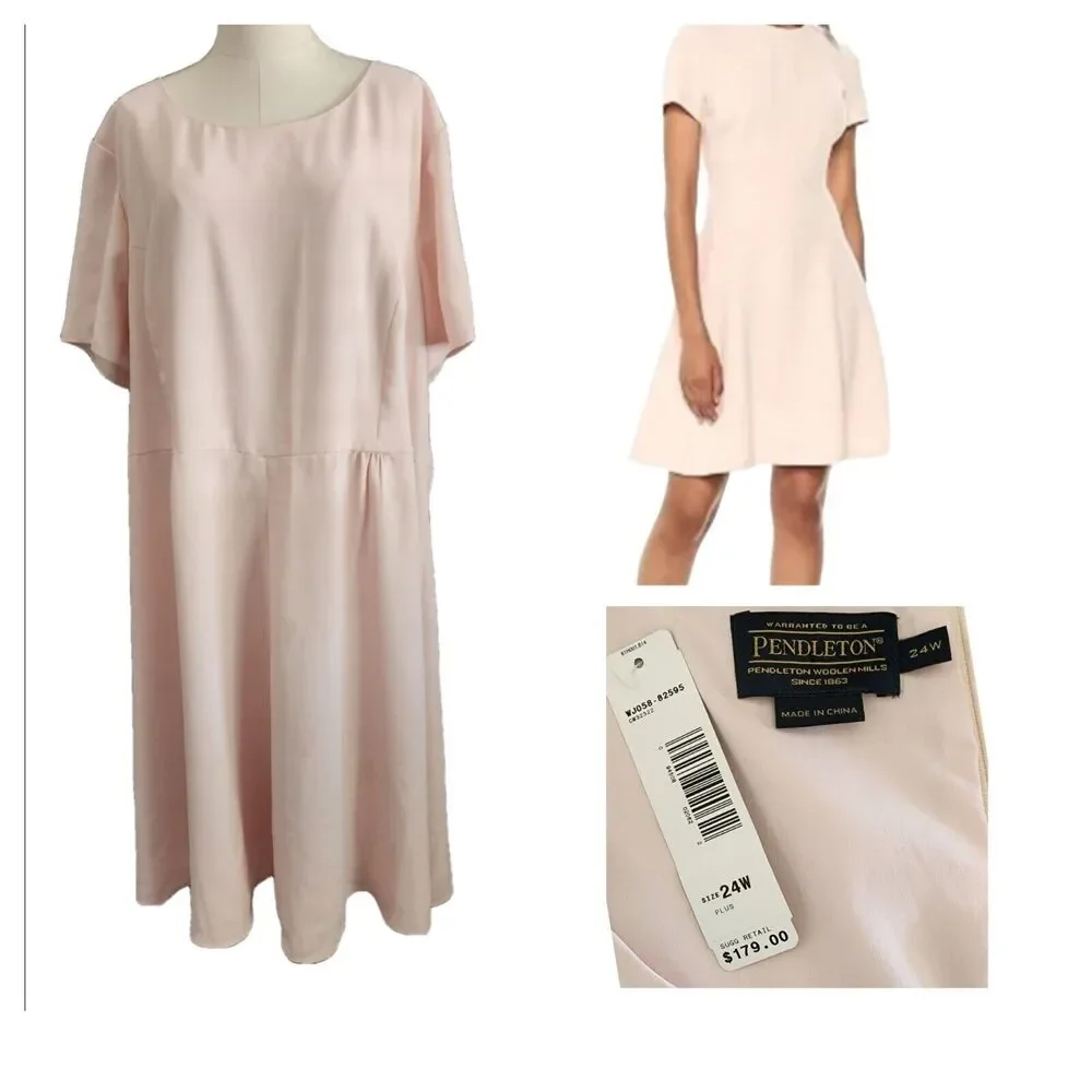 Pendleton Women Dress Classic Elegant All Occasion 24W Midi Pink NWoT $179 ALine - Picture 1 of 7